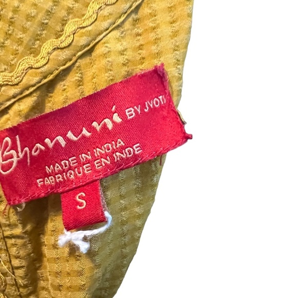 Anthropologie Bhanuni by Jyoti Mustard Yellow Embellished Peplum Top Size small - Picture 11 of 12